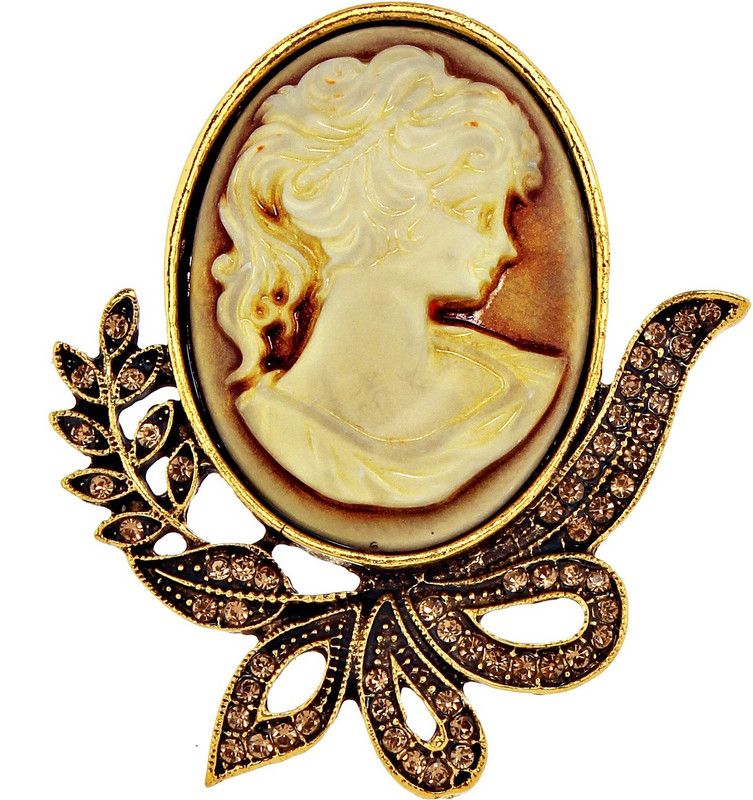 Lucky Jewellery Designer LCT Color Stone Brooch  (Gold)