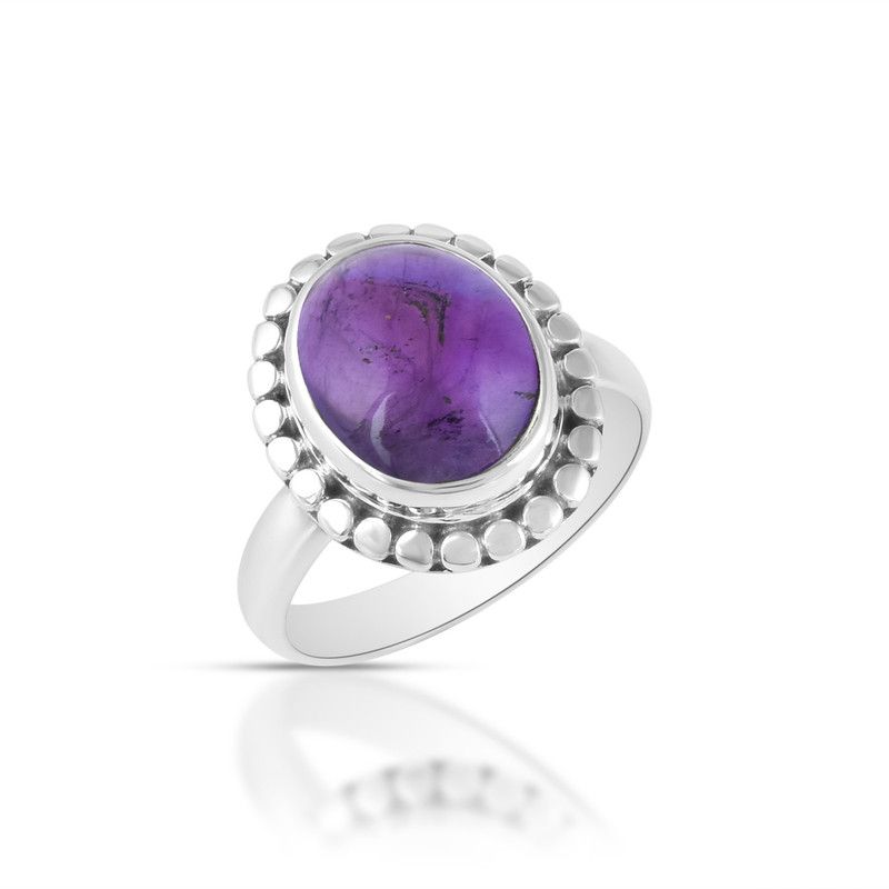 Natural Amethyst Gemstone 925 Sterling Silver Stylish Designer Ring For Girls & Women Sterling Silver Amethyst Silver Plated Ring