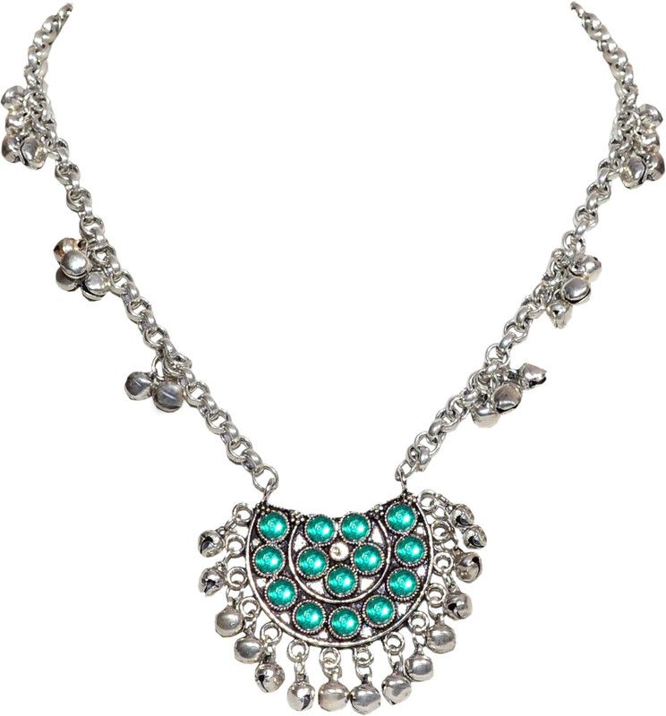 Oxidized Afghani Traditional Silver Plated Metal Necklace