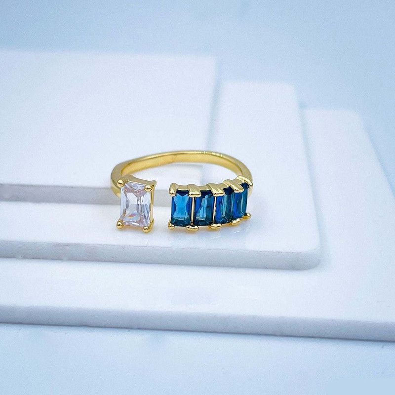Baguette Cut Copper Cubic Zirconia Gold Plated Ring
