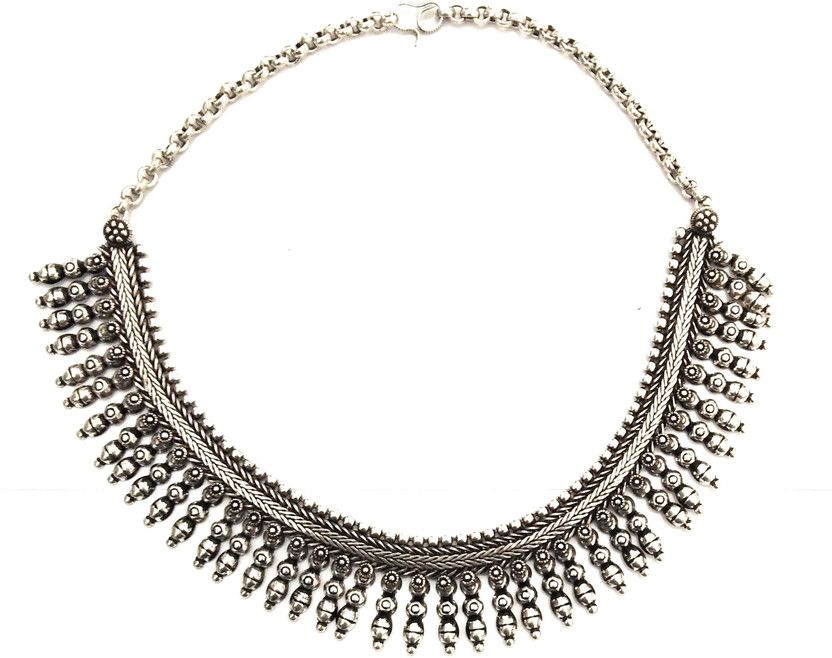 oxidized tribal choker necklace made of oxidized silver made by hand in India Brass Choker