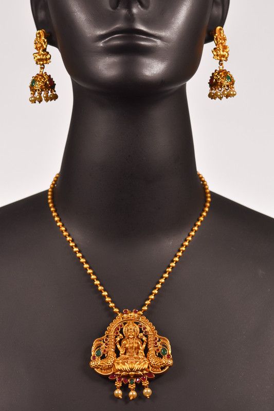 Alloy Gold-plated Gold, Red, Green Jewel Set  (Pack of 1)