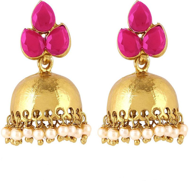 Yellow Chimes Traditional Pearl Jewellery Party Wear Jhumki Crystal Metal Jhumki Earring