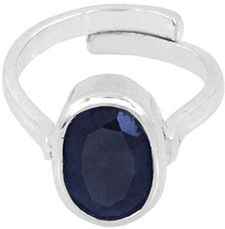 13 Ratti igl Certified Blue sapphire (Neelam) Adjustable Silver Ring Silver Sapphire Ring
