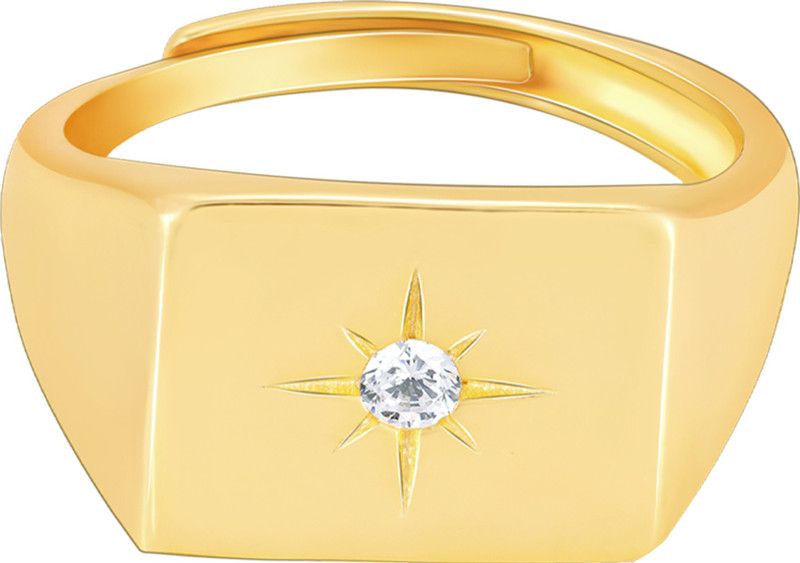 Sterling Silver Golden Rose Star Ring for Mens Sterling Silver Zircon Gold Plated Ring