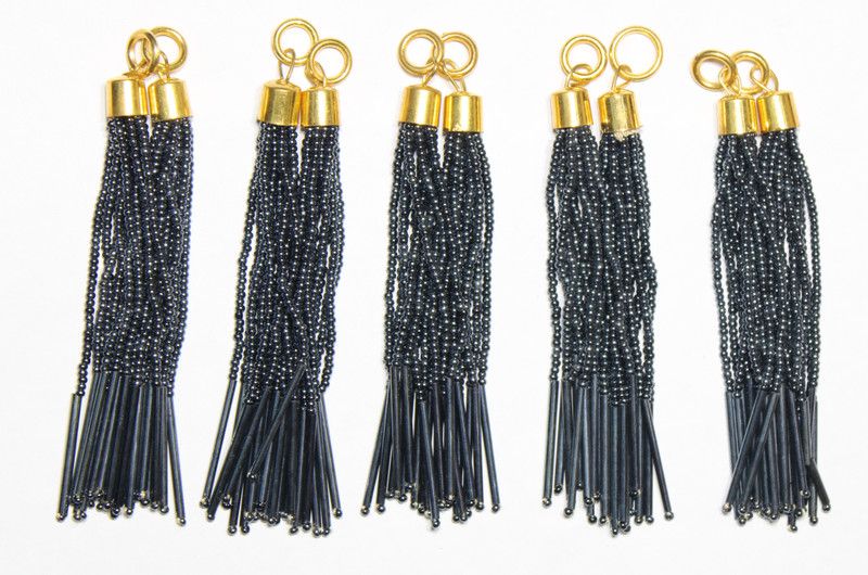 Fashionhaat Stylish and Ethnic Acrylic Grey Pearls Tassel Women's Ethnic Work Hanging Grey Latkan for Saree Blouse Dupatta Lehenga Gowns (Set of 5 pairs) Brooch  (Grey)