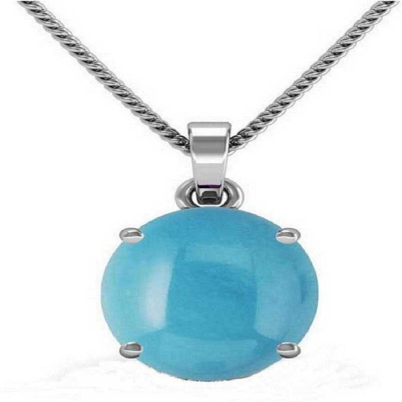 Turquoise Silver Pendant Natural Firoja Silver Plated Locket Silver Turquoise Silver Pendant