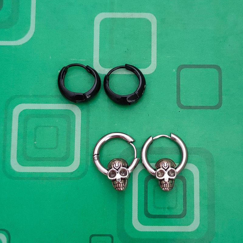 Hip-hop Vintage Hot Sell Punk Skull Rock Skeleton Earrings Stainless Steel Hoop Earring, Stud Earring, Drops & Danglers, Huggie Earring, Tunnel Earring