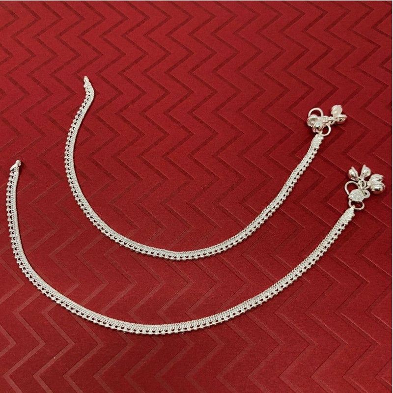 Balaji Tradrs Silver Anklet For women And girl Brass Anklet  (Pack of 2)