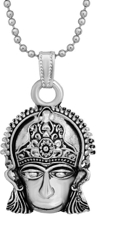 Silver plated Brass Lord Hanuman Bajrang bali, Balaji form fashion Temple Hindu God pendant Stylish latest Jewellery Silver Brass Pendant