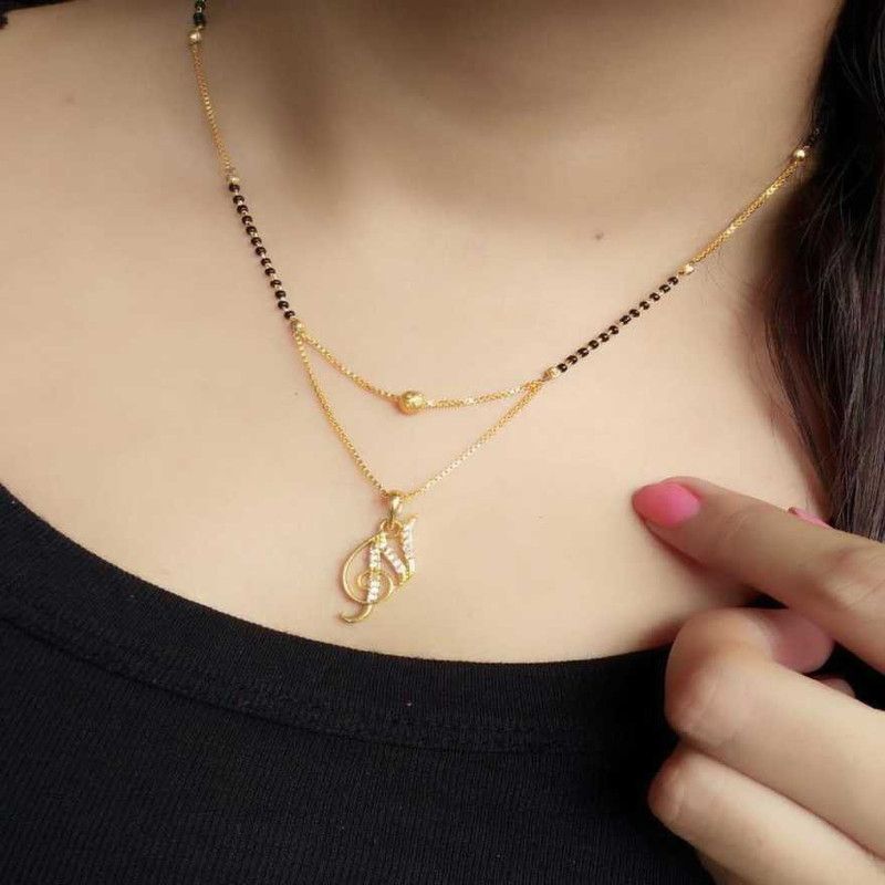 Latest Designer Classy Initial N Letter Women's Daily Wear Combo Mangalsutra Alloy Mangalsutra