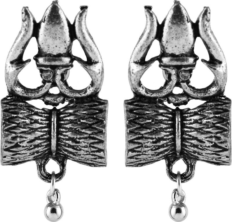 Oxidised Antique Trishul Damroo Alloy Stud Earring