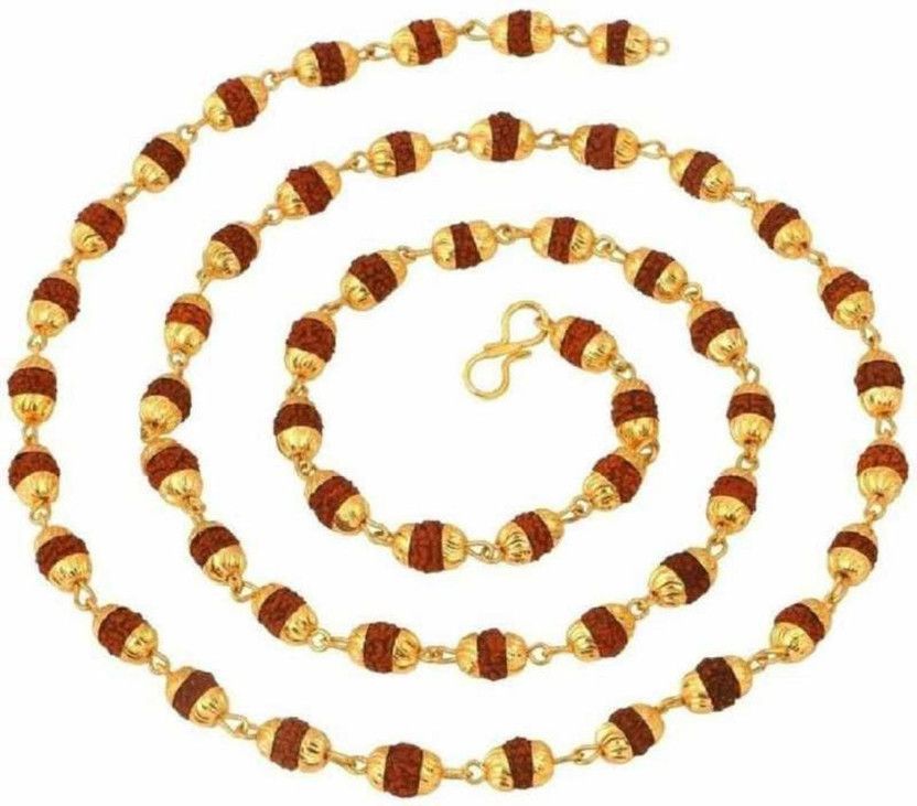gold plated wood chain rudrakash mala 24 inches Gold-plated Plated Brass Chain