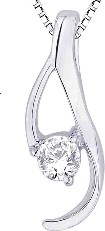 CZ Studded With 18" FREE Chain Rhodium Cubic Zirconia Sterling Silver Pendant