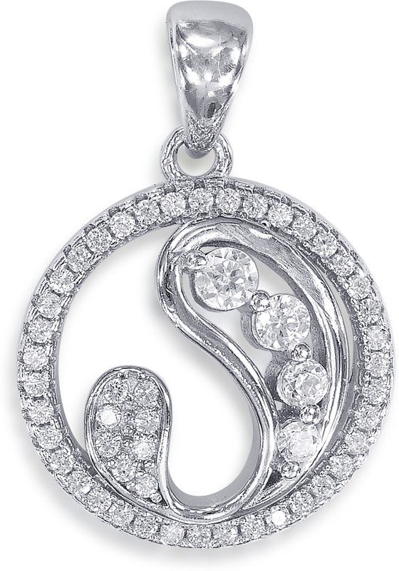 Abstruct Circle Cubic Zirconia Sterling Silver Pendant