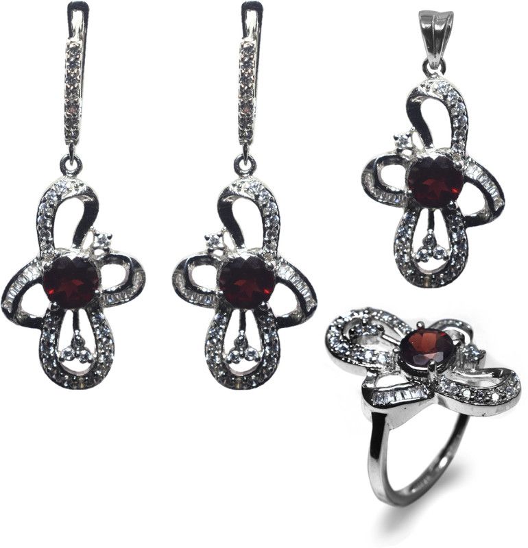 Silver Rhodium, Sterling Silver Silver Jewel Set  (Pack of 1)