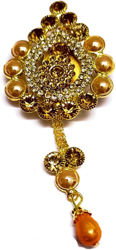 PFF Fashions Women's Brooches and Pins With Designer Kundan for Dupatta Chunri Brooch  (Gold)