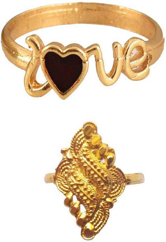 HK Ring bb-49 Metal Onyx Gold Plated Ring Set
