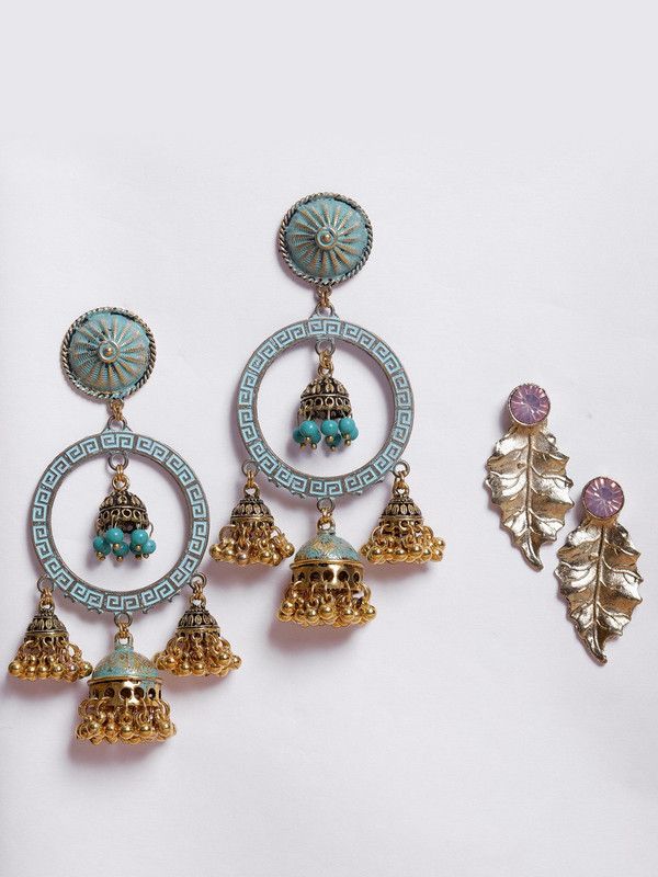 2 Drop Earrings Combo Metal Drops & Danglers