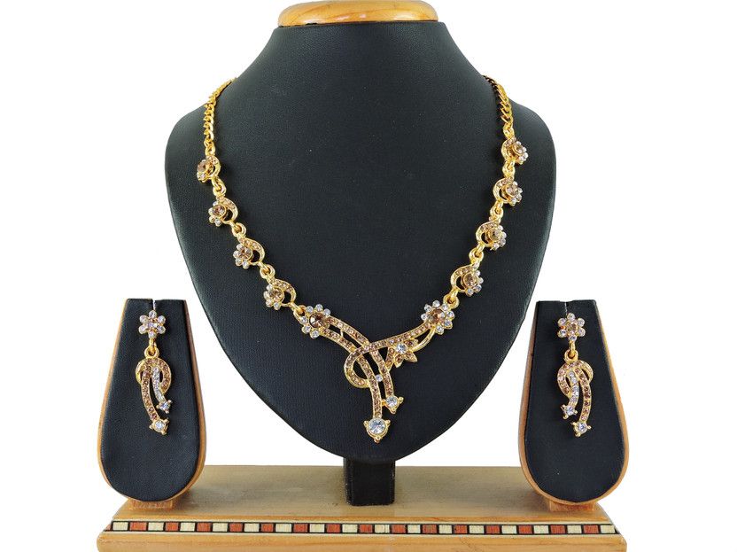 Alloy Gold-plated Bronze, White Jewel Set  (Pack of 1)