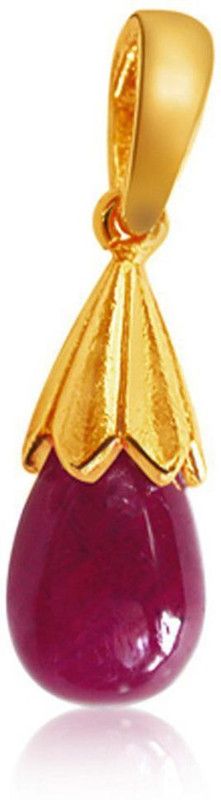 Red Drop Ruby & Gold Plated Silver Pendant for Girls Gold-plated Ruby Silver Pendant
