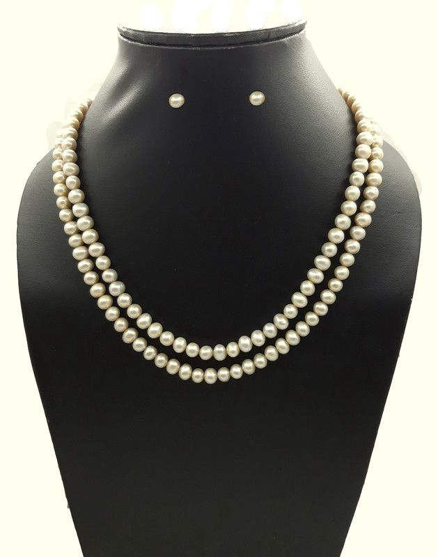 Mother of Pearl Silver White Jewel Set  (Pack of 1)