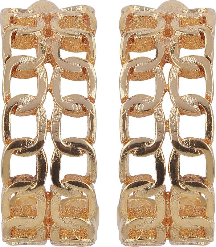 Chain Double Brass Material Loop Drop Hook Earrings - Made in India Earrings for Women's Fashion Jewelry Earrings Earrings for Girls & Women's - Golden Brass Drops & Danglers
