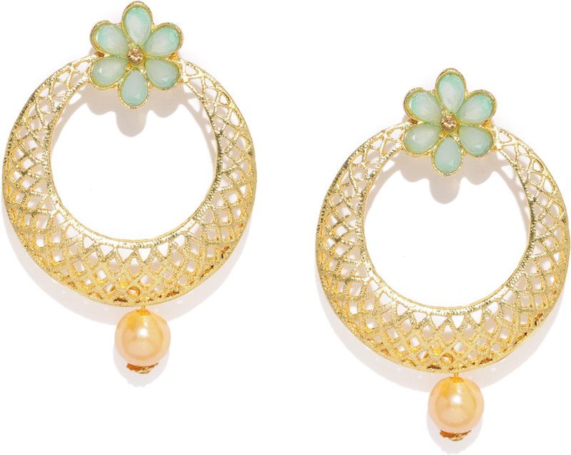 Exotic Gold Plated Floral Earring for Women Pearl Alloy Drops & Danglers