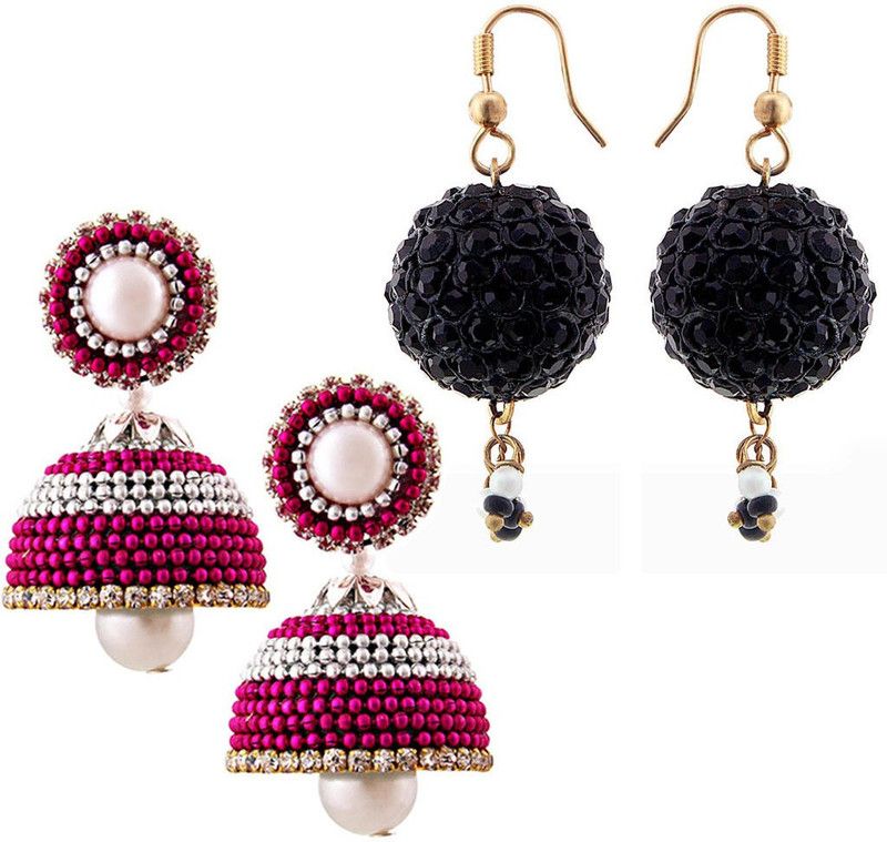 Two Handmade Multicolor Jhumki Set Paper, Brass Jhumki Earring