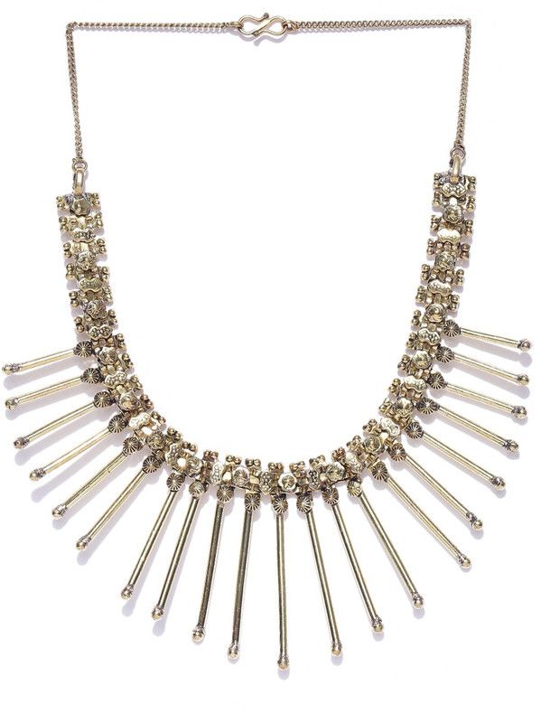 Priyaasi's party wear fashion Bollywood Tribal Necklace With Antique Pendent Made With Oxidized Sliver For Women And Girls Gold-plated Plated Silver Necklace