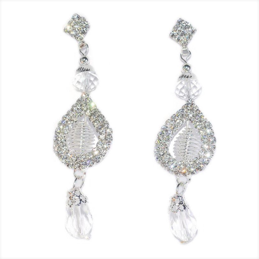 Crystal Luxury Platinum Plated Indian Wedding Brass Drops & Danglers