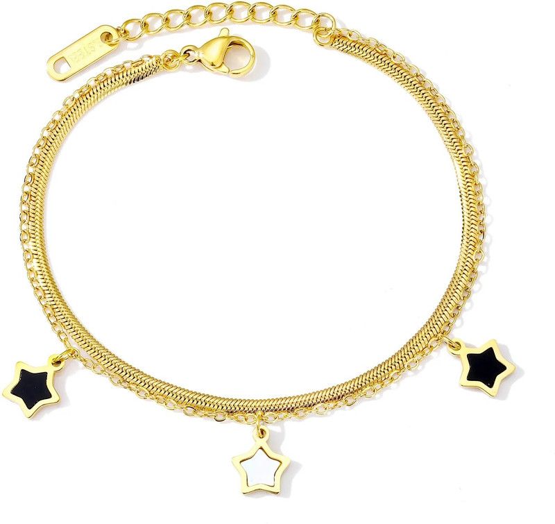 Stainless Steel Gold-plated Charm Bracelet