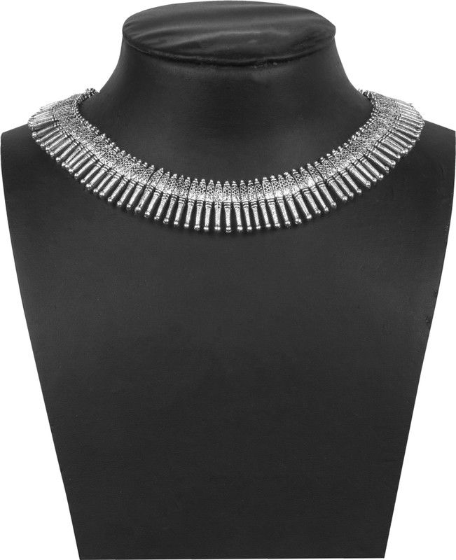 "Piah Fashion Comely Oxidised Silver Plated Choker For Women Silver Plated Brass Choker