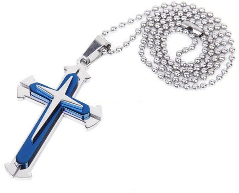 Blue Shiny Cross Stainless Steel