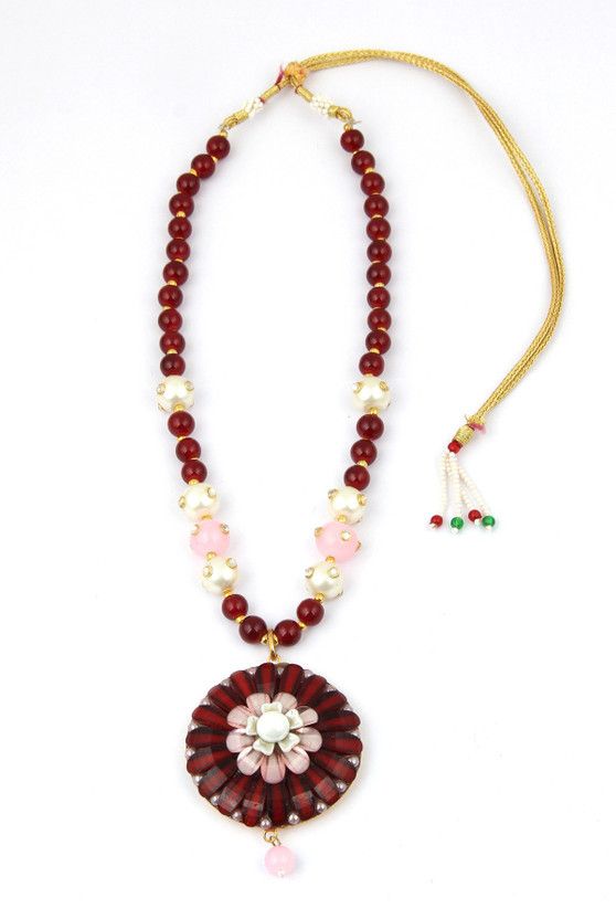 Glass Beads Beautiful 16+2.5 Inches Necklace Set for Girls & Women with Pair of Earring Gold-plated Plated Alloy Necklace
