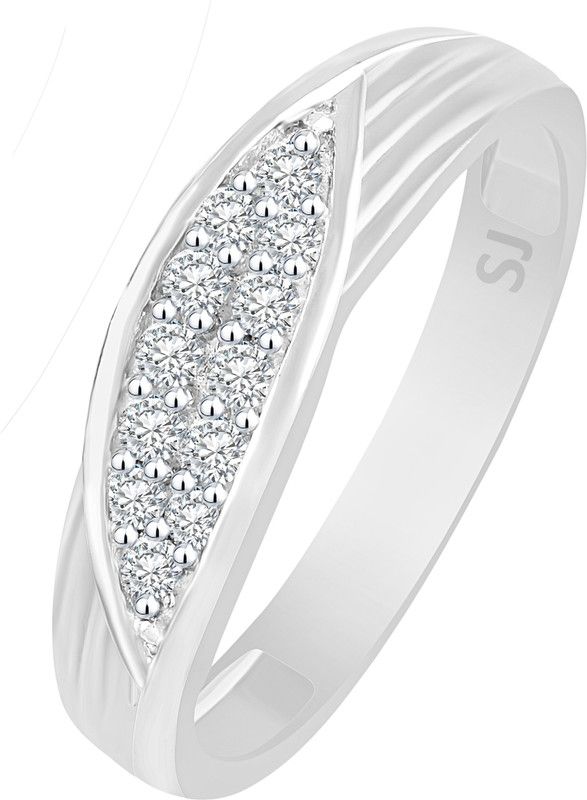 Center Cluster Solitaire Alloy, Brass Cubic Zirconia Rhodium Plated Ring