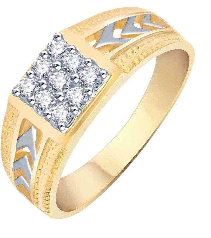 Square Solitaire Brass Cubic Zirconia Gold Plated Ring