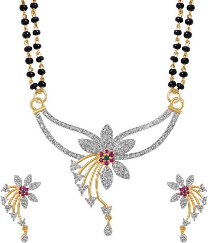 Alloy Gold-plated Silver, Gold, Black Jewel Set  (Pack of 1)
