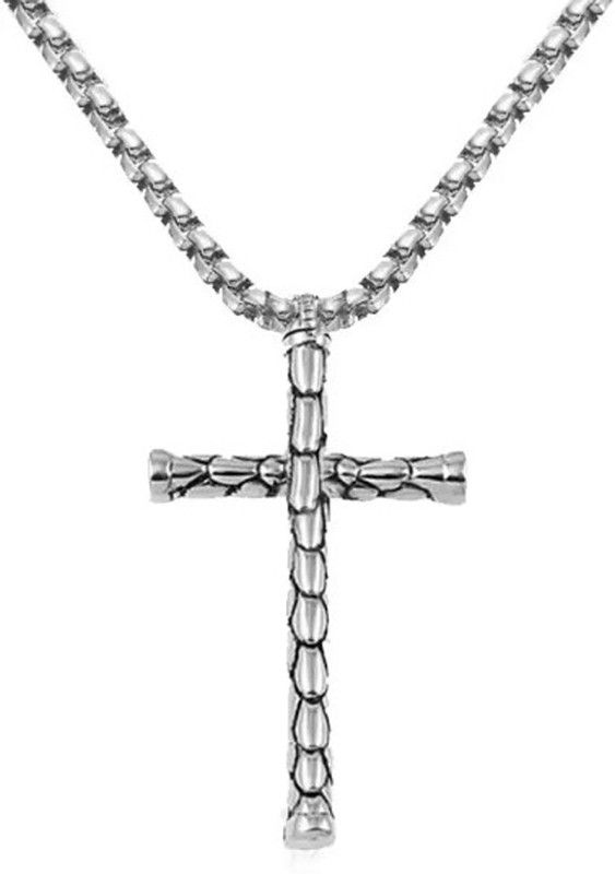 Silver Holy Jesus Christ Cross Isa Masih Locket Pendant Necklace With Box Chain Sterling Silver, Titanium Stainless Steel