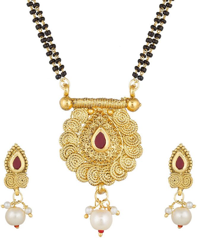 Alloy Gold-plated Gold, Maroon, White Jewel Set  (Pack of 1)