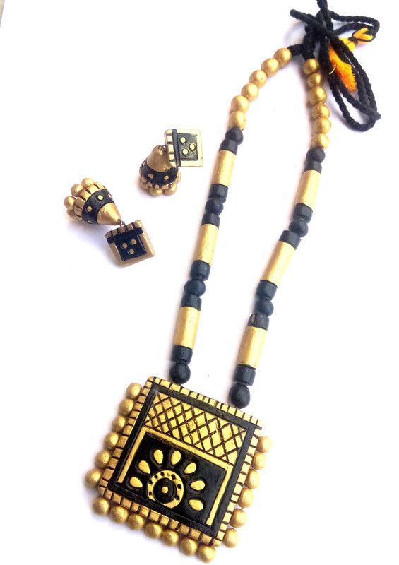Terracotta Black, Gold Jewel Set  (Pack of 1)