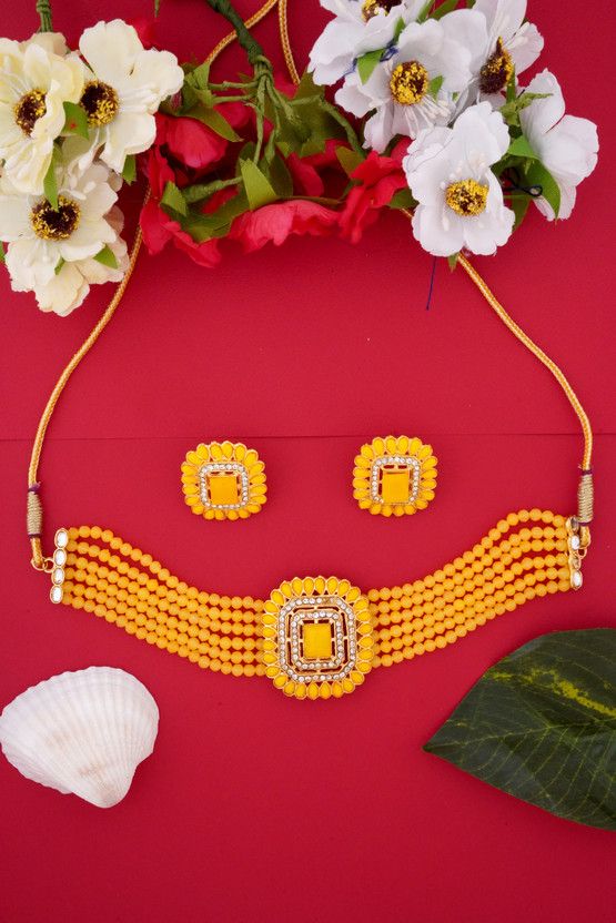 Brass Brass Yellow Jewel Set  (Pack of 1)