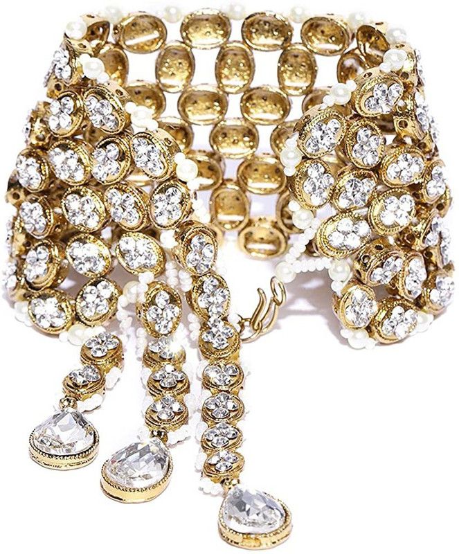 Brass, Stone Beads, Pearl Gold-plated Bracelet