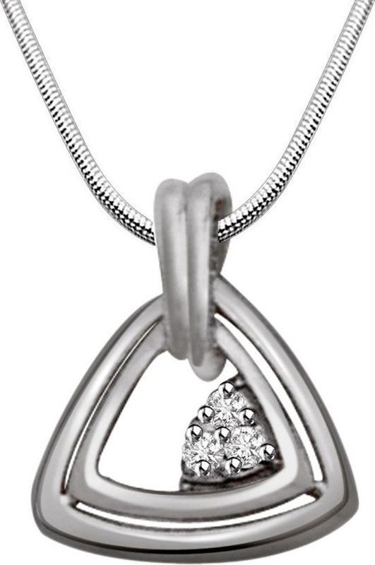 Triangle of Love - Real Diamond & Sterling Silver Pendant with 18 IN Chain (SDP151) Sterling Silver Diamond Sterling Silver Pendant