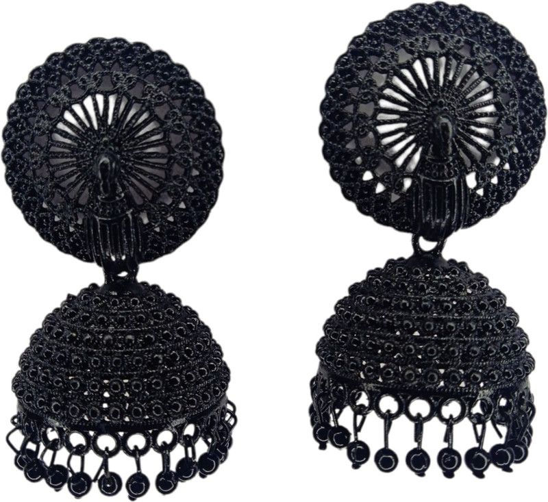 Latest Collection Kundan Jhumka earrings for Girls and Woman ( Black Color) Brass Jhumki Earring