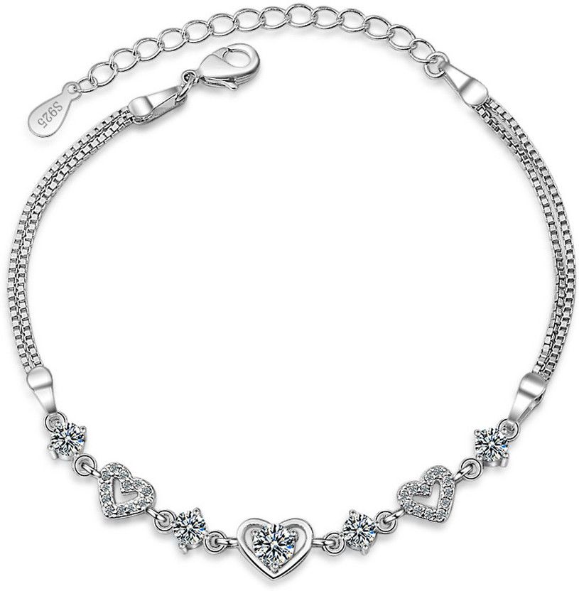 Alloy Crystal Rhodium Charm Bracelet