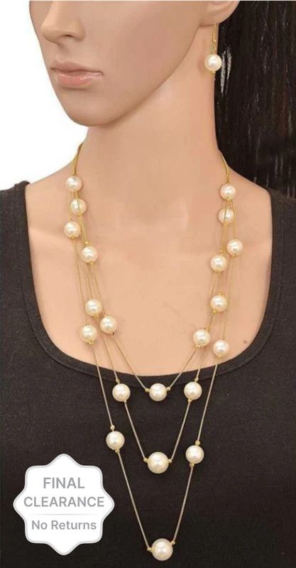White Pearl Beads Necklace Jewellery Pearl, Gold-plated Plated Necklace Pearl Gold-plated Plated Alloy Necklace
