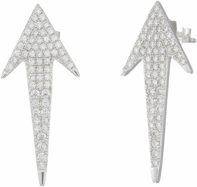 Classy Silver Plated Stud Earring For Women Cubic Zirconia Silver Drops & Danglers