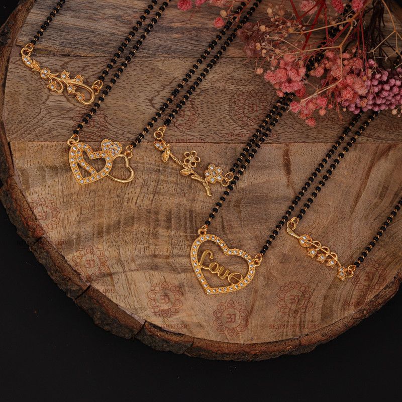 Gold Plated American Diamond 18 Inch casual wear Mangalsutra Tanmaniya for Women Brass Mangalsutra