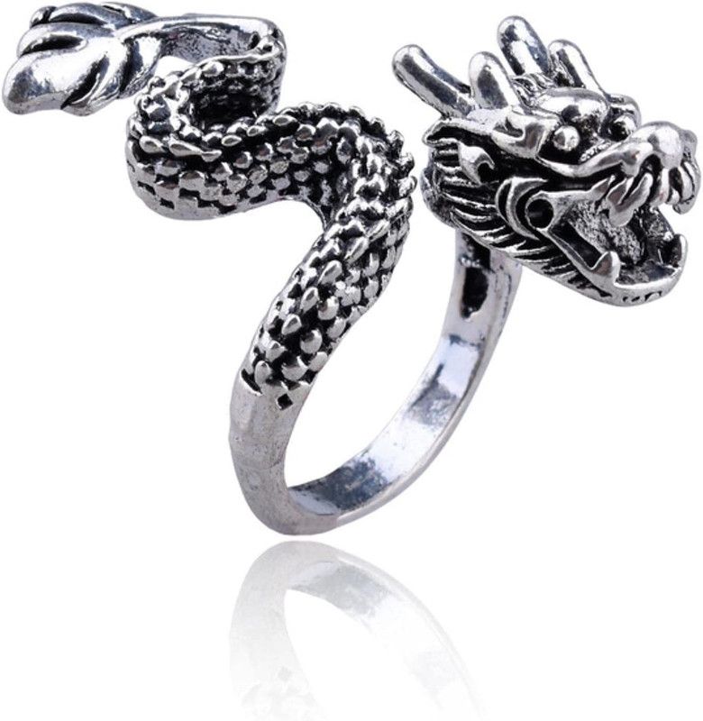ADF-Silver Dragon Stainless Steel Fashion Ring for Men & Women Stylish Latest Stainless Steel Silver Plated Ring